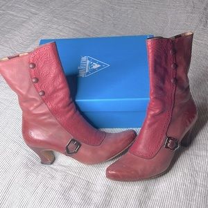 John Fluevog Red Ankle Boots